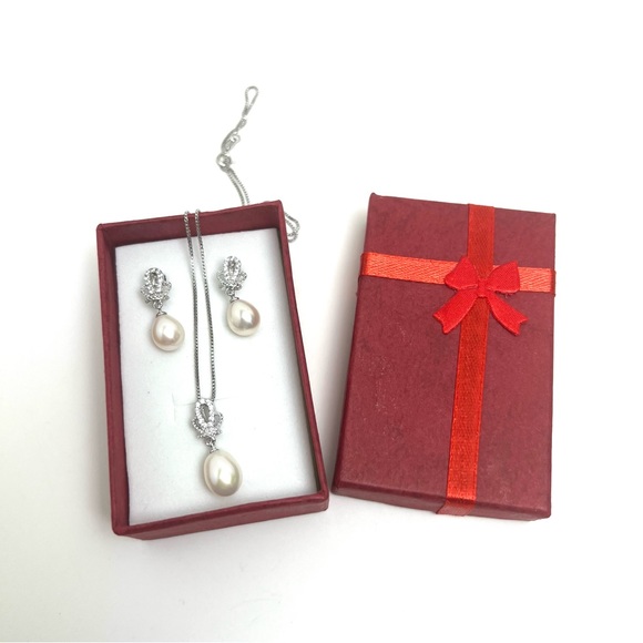 NWT 925 ST SILVER NATURAL PEARL CROWN PENDANT & EARRING JEWELRY SETS - Picture 15 of 15